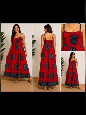 Island Planet Light Weight  Womens  Festive  Stretchy Top Maxi  Summer Dress  L